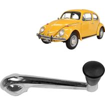 Manivela Vidro Fusca 70 a 96 Botão Preto Plástico Cromado