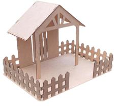 Manjedoura Casinha De Presépio 36 Cm Em Mdf Cru