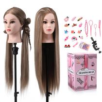 Mannequin Head Anstar com cabelo de fibra sintética de 26 polegadas