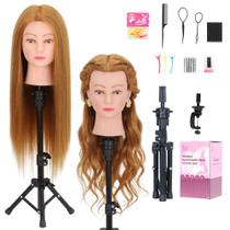 Mannequin Head Demides 26-28" com 80% de cabelo humano e ferramentas