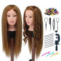 Mannequin Head Eumos Human Hair 24" com suporte e kit de braçadeira