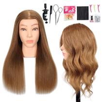 Mannequin Head MQHIHI Human Hair 22-24" para penteado