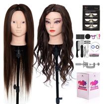 Mannequin Head Neverland 80% de cabelo humano 70 cm com braçadeira de mesa Mannequin Head Neverland 80% de cabelo humano 70 cm com braçadeira de mesa