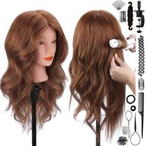 Mannequin Head SZCY LLC 18 cabelos reais castanhos escuros com ferramentas Mannequin Head SZCY LLC 18 cabelos reais castanhos escuros com ferramentas