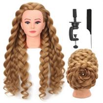 Mannequin Head Weiran 26 cm com cabelo para prática de modelagem de cabelo