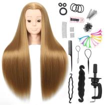Mannequin Headdoll 26-28 com cabelo loiro de fibra longa Mannequin Headdoll 26-28 com cabelo loiro de fibra longa