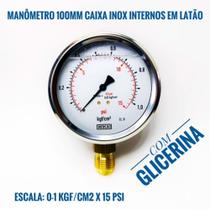 Manômetro 100mm 0-1 Kgf/cm2x 15 Psi Vertical Com Glicerina Manômetro 100mm 0-1 Kgf/cm2x 15 Psi Vertical Com Glicerina