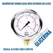 Manômetro 100mm 0-14 Kgf/cm2x 200 Psi Vertical Com Glicerina