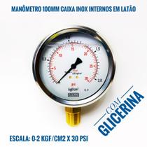 Manômetro 100mm 0-2 Kgf/cm2x 30 Psi Vertical Com Glicerina Manômetro 100mm 0-2 Kgf/cm2x 30 Psi Vertical Com Glicerina