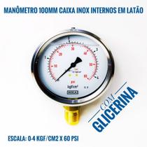 Manômetro 100mm 0-4 Kgf/cm2x 60 Psi Vertical Com Glicerina Manômetro 100mm 0-4 Kgf/cm2x 60 Psi Vertical Com Glicerina