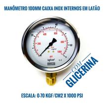 Manômetro 100mm 0-70 kgf/cm2 x 1000 Psi Vertical Com glicerina