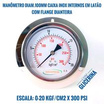 Manômetro 100mm Esc. 0-20 Kgf/cm2 X 300 Psi + Glicerina + Flange Manômetro 100mm Esc. 0-20 Kgf/cm2 X 300 Psi + Glicerina + Flange