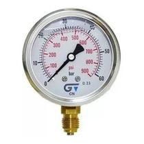 Manômetro 63 mm 900 Psi 60 Bar 1/4 Com Glicerina Aço Manômetro 63 mm 900 Psi 60 Bar 1/4 Com Glicerina Aço