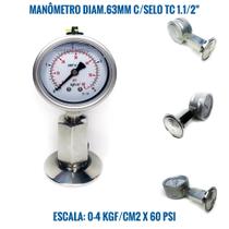 Manômetro - 63mm Inox 0-4 Kgf/cm2 X 60 Psi + Selo Tc 1.1/2 - LRPROD