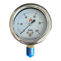 Manômetro Análogico 100 mbar (Diâmetro 63 mm com rosca NPT 1/4) Manômetro Análogico 100 mbar (Diâmetro 63 mm com rosca NPT 1/4)