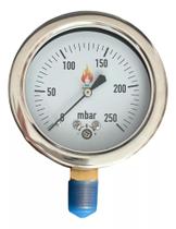 Manômetro Análogico 250 mbar (Diâmetro 63 mm com rosca NPT 1/4)