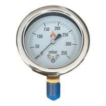 Manômetro Análogico 350 mbar (Diâmetro 63 mm com rosca NPT 1/4) Manômetro Análogico 350 mbar (Diâmetro 63 mm com rosca NPT 1/4)