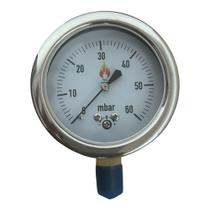 Manômetro Analógico 60 Mbar (Diâmetro 63 mm com rosca NPT 1/4) Manômetro Analógico 60 Mbar (Diâmetro 63 mm com rosca NPT 1/4)