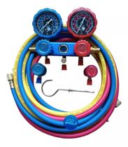 Manometro Ar Condicionado R134 mais mangueiras 2,5m e Bico Possui visor de gas, vedacao dupla ORing e capa emborrachada de protecao para manometros