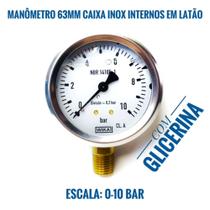 Manômetro D.63mm (2.1/2) 0-10 Bar -vertical Caixa Inox Int.