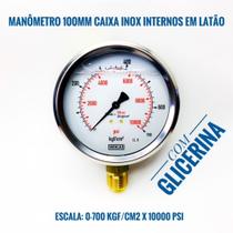 Manômetro De 0-700 Kgf/cm2x 10000 Psi Vertical Com Glicerina Manômetro De 0-700 Kgf/cm2x 10000 Psi Vertical Com Glicerina