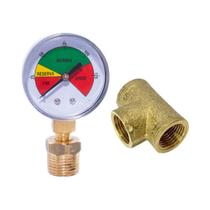Manômetro de pressão + bucha e Tee Latão Instalação de gás - Service Gás
