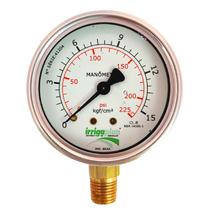 Manômetro De Pressão Com Glicerina 0 a 15 Bar 1/4" NPT - Irrigaplan