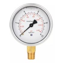 Manômetro De Pressão Com Glicerina Inox 0 A 10 Bar 0 A 150 Psi Rosca