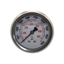 Manômetro de Pressão Horizontal Glicerina Inox 600 Bar 63mm