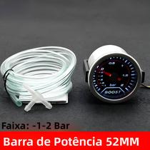 Manômetro De Turbo LED 52mm 12V Com Lente Fumê Universal E Luz De Fundo Branca Para Carro