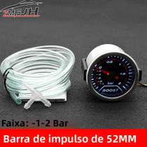 Manômetro De Turbo LED 52mm 12V Com Lente Fumê Universal E Luz De Fundo Branca Para Carro