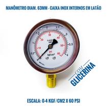 Manômetro Diam.63mm Caixa Inox Vertical - Esccala de 0-4 Kgf/cm2 X 60 Psi