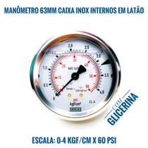 Manômetro Diam.63mm Escala 0-4 Kgf/cm2 X 60 Psi Horizontal