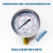 Manômetro Diam.63mm - Vertical - Escala 0-28 Kgf/cm2 X 400 Psi