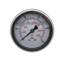 Manômetro Horizontal de Pressão Glicerina Inox 250 Bar 63mm