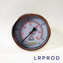 Manômetro horizontal - diam.100mm (4” ) com escala de 0-2 KGF/CM2 x 30 PSI - com Glicerina Manômetro horizontal - diam.100mm (4” ) com escala de 0-2 KGF/CM2 x 30 PSI - com Glicerina