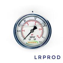 Manômetro horizontal -diam.63mm (2. 1/2” ) com escala de 0-1 KGF/CM2 x 15 PSI