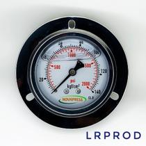 Manômetro horizontal -diam.63mm (2. 1/2” ) com escala de 0-140 KGF/CM2 x 2000 PSI - Com Flange