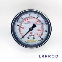 Manômetro horizontal -diam.63mm (2. 1/2” ) com escala de 0-16 KGF/CM2 x 230 PSI