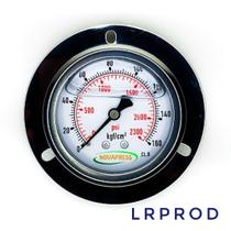 Manômetro horizontal -diam.63mm (2. 1/2” ) com escala de 0-160 KGF/CM2 x 2300 PSI - Com Flange Manômetro horizontal -diam.63mm (2. 1/2” ) com escala de 0-160 KGF/CM2 x 2300 PSI - Com Flange