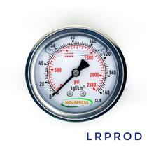 Manômetro horizontal -diam.63mm (2. 1/2” ) com escala de 0-160 KGF/CM2 x 2300 PSI Manômetro horizontal -diam.63mm (2. 1/2” ) com escala de 0-160 KGF/CM2 x 2300 PSI