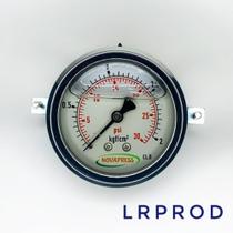 Manômetro horizontal -diam.63mm (2. 1/2” ) com escala de 0-2 KGF/CM2 x 30 PSI - Com Garra Manômetro horizontal -diam.63mm (2. 1/2” ) com escala de 0-2 KGF/CM2 x 30 PSI - Com Garra