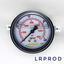 Manômetro horizontal -diam.63mm (2. 1/2” ) com escala de 0-400 KGF/CM2 x 6000 PSI - Com Garra