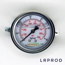 Manômetro horizontal -diam.63mm (2. 1/2” ) com escala de 0-60 KGF/CM2 x 900 PSI - Com Garra