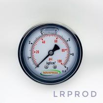 Manômetro horizontal -diam.63mm (2. 1/2” ) com escala de 0-7 KGF/CM2 x 100 PSI Manômetro horizontal -diam.63mm (2. 1/2” ) com escala de 0-7 KGF/CM2 x 100 PSI