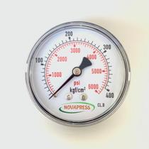 Manômetro horizontal - Diam.63mm (2.1/2” ) Escala 0-400 KGF/CM2 x 6000 PSI