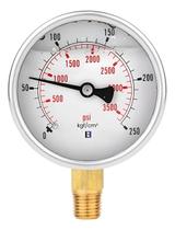 Manômetro Inox 63mm Glicerina 250 Bar Vertical Reto Roscado