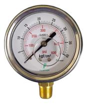 Manômetro Inox Glic. 1/2 Npt 0-40 Kgf/cm2 0-600 Psi 100mm