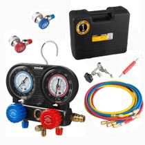 Manômetro Manifold Completo 1,5m Refrigerante R134 Com Pirex Ar Condicionado Automotivo Maleta Vonder