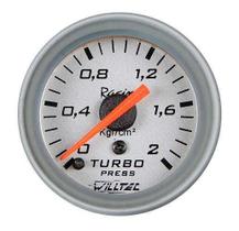 Manômetro Mecânico Pressão de Turbo 0-2kgf/cm² Fundo Cinza 52mm Willtec